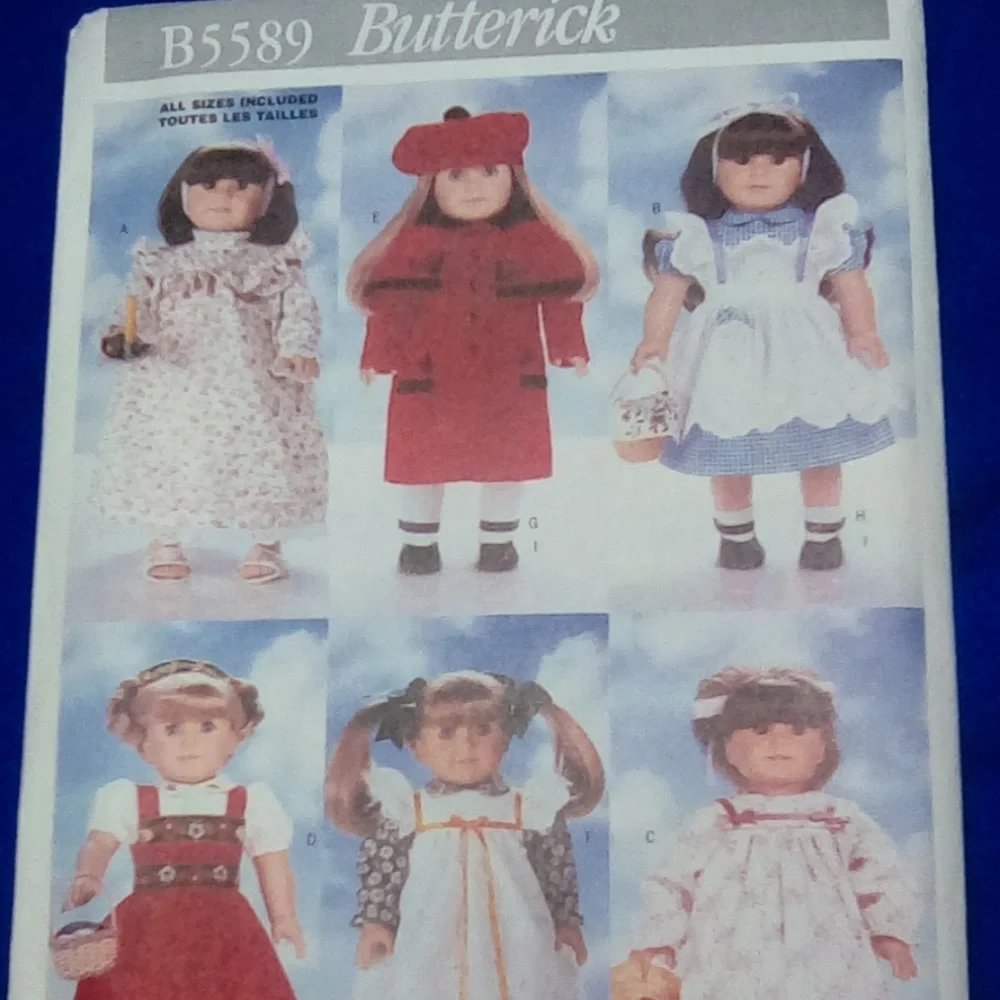 Butterick B5589 pinafore coat jacket fits AGD American Girl Doll 18 In Doll